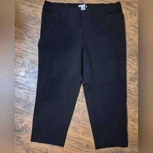 Wmns Black Dress Slacks Elastic Waist Pull On Straight Leg Mid Rise Plus 22